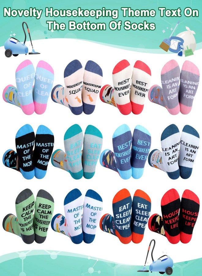 Croloose 24 Pairs Christmas Housekeeping Gifts Bulk Novelty Housekeeper Crew Socks Thank You Gifts for Cleaning Lady Housekeepers Employees Xmas International Housekeeping Week Appreciation Favors - Image 2